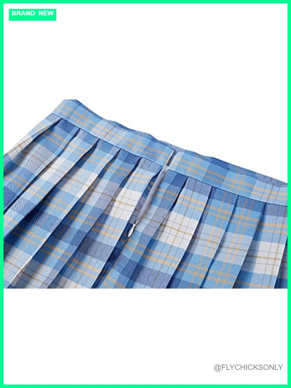 Plaid Pleated Mini Skirt Mid Rise Zipper Closure - Picture 4 of 5